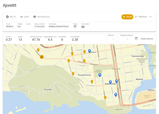 Ajoreittien jatkuva optimointi VINGO Logistiikka 